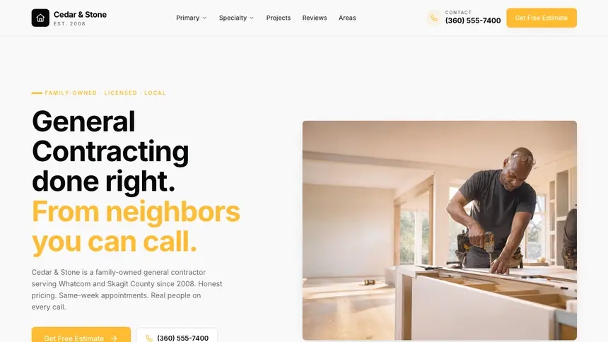 General Contracting Crisp Utility demo website thumbnail
