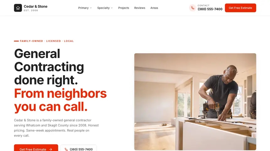 General Contracting Technical Clean demo website thumbnail