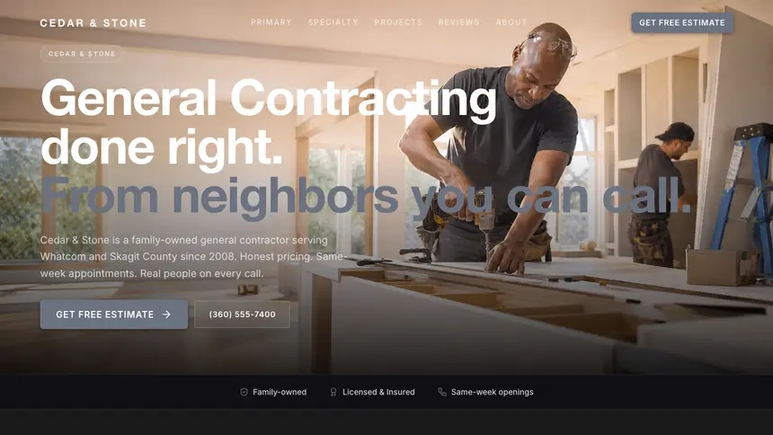General Contracting Creative Studio demo website thumbnail