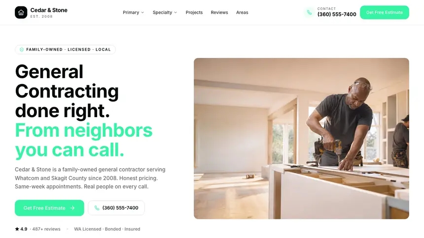 General Contracting Commerce Ready demo website thumbnail