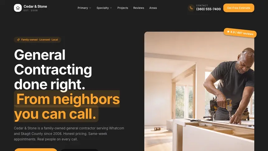 General Contracting Vibrant Media demo website thumbnail