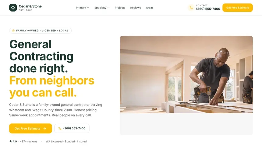 General Contracting Warm Retail demo website thumbnail