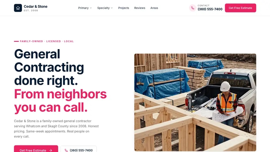 General Contracting Polished Gradient demo website thumbnail
