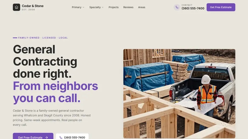 General Contracting Sleek Premium demo website thumbnail