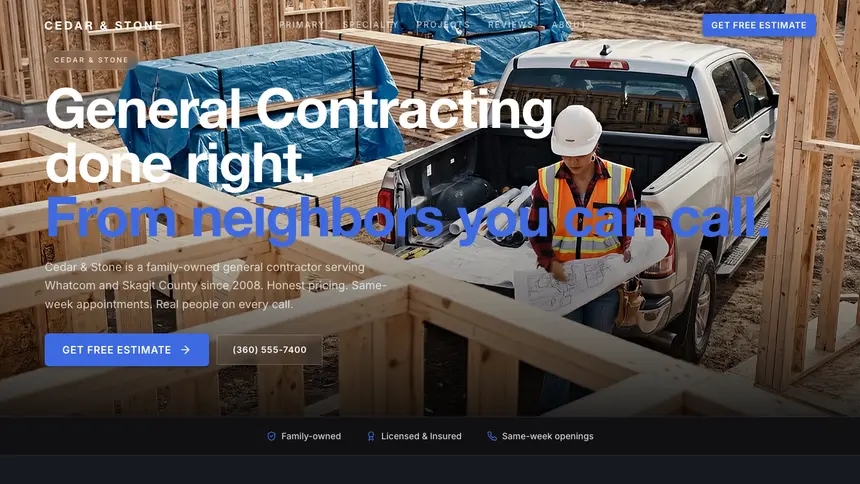 General Contracting Futuristic Minimal demo website thumbnail
