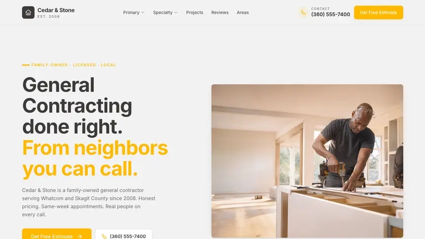 General Contracting Energetic Tech demo website thumbnail