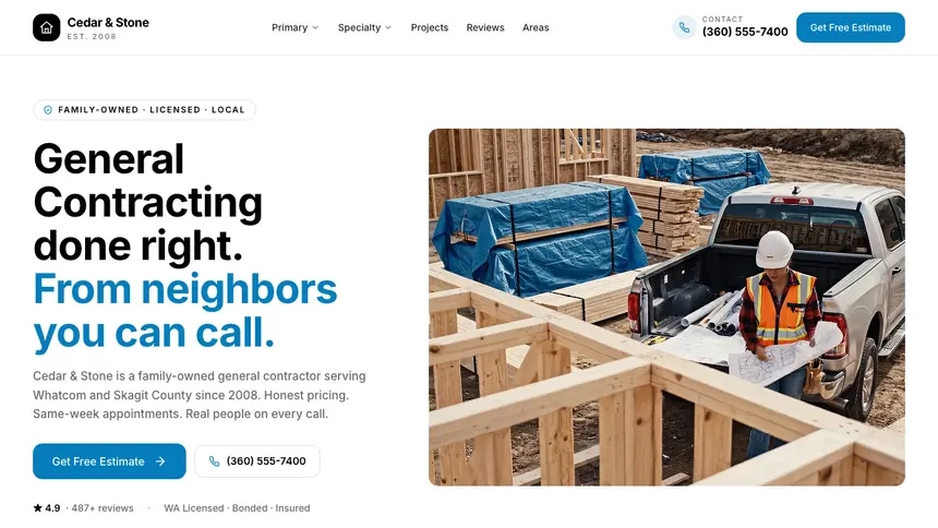 General Contracting Editorial Bold demo website thumbnail