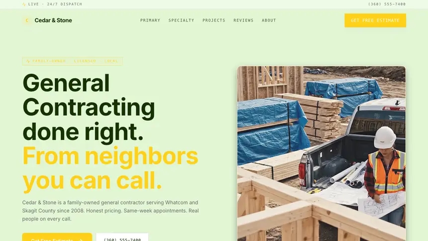 General Contracting Bright Finance demo website thumbnail
