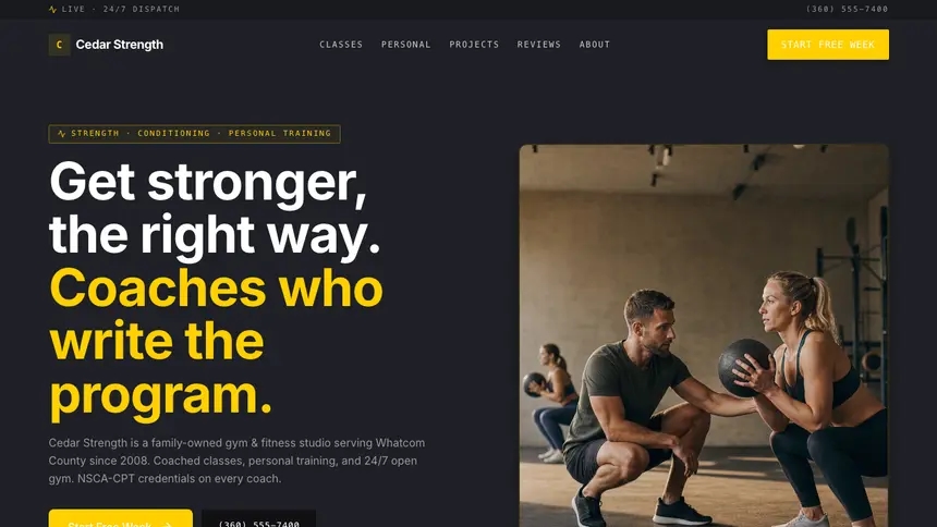Gym & Fitness Bold Contrast demo website thumbnail