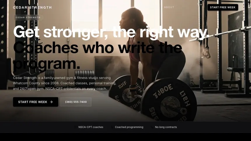 Gym & Fitness High Contrast demo website thumbnail