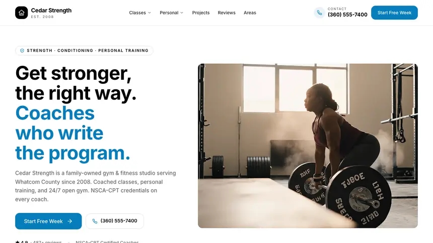 Gym & Fitness Editorial Bold demo website thumbnail