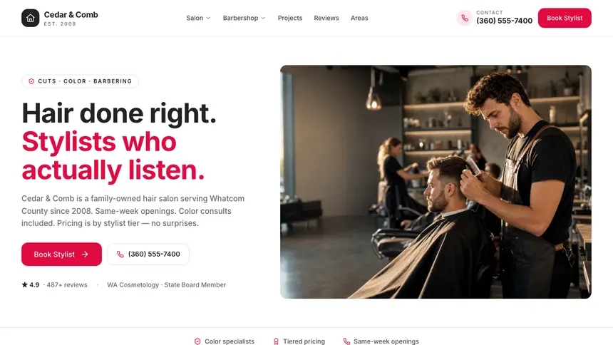 Hair & Barber Warm Hospitality demo website thumbnail