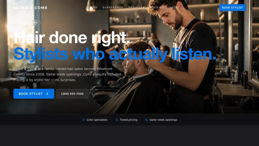 Hair & Barber Minimal Premium demo website thumbnail