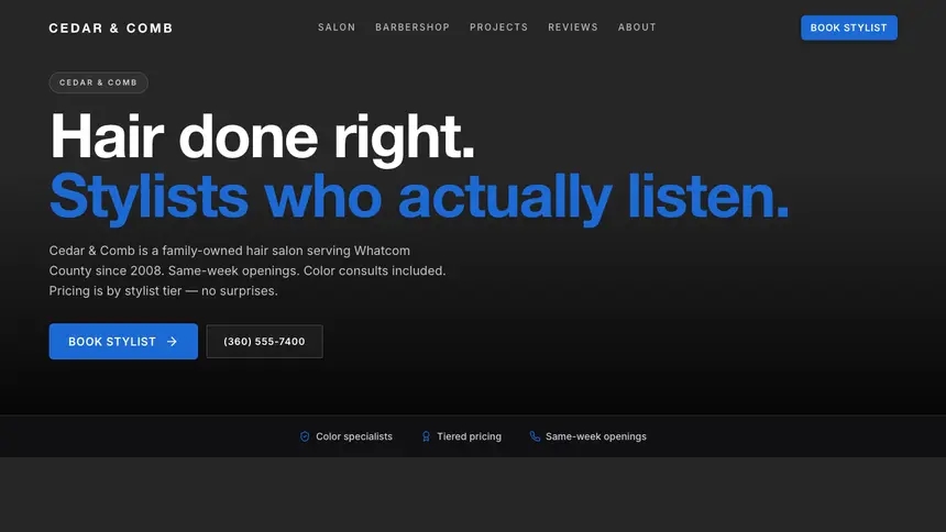 Hair & Barber Precision Classic demo website thumbnail