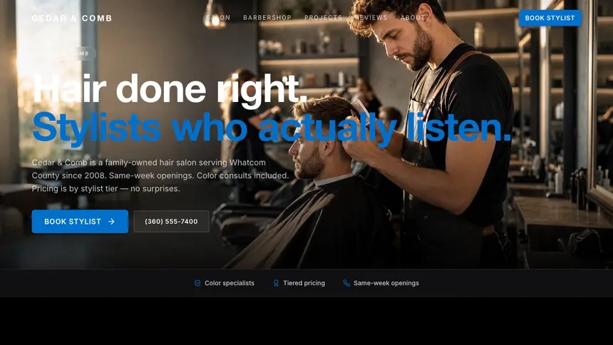 Hair & Barber Luxury Statement demo website thumbnail