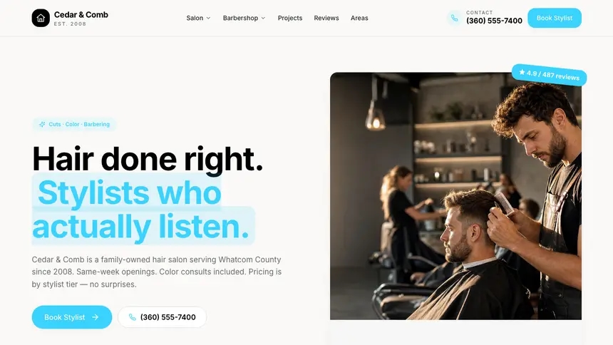 Hair & Barber Crafted Neutral demo website thumbnail