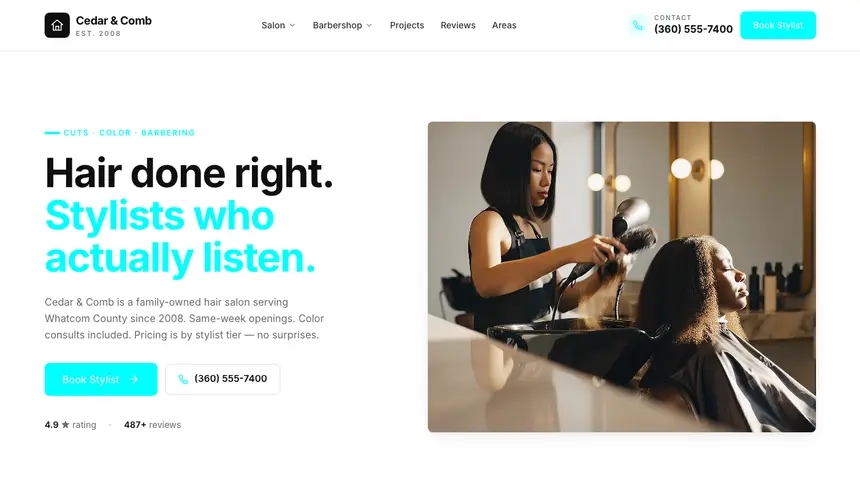 Hair & Barber Modular Clean demo website thumbnail