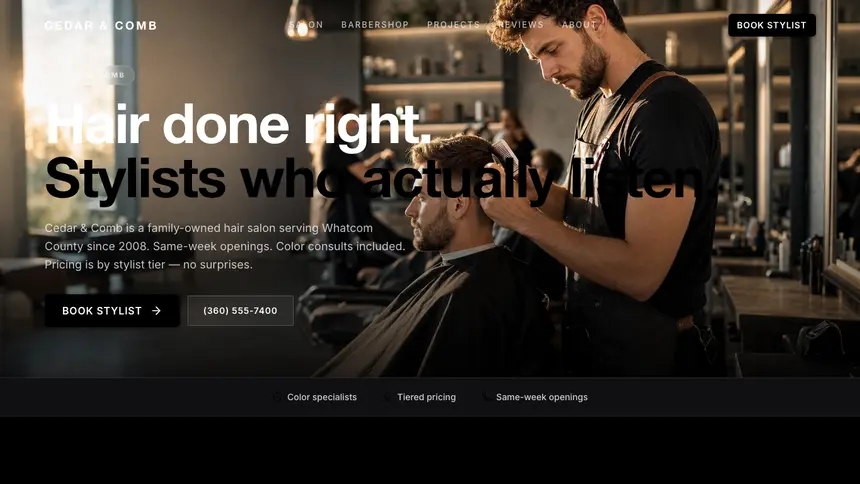 Hair & Barber Expressive Modern demo website thumbnail