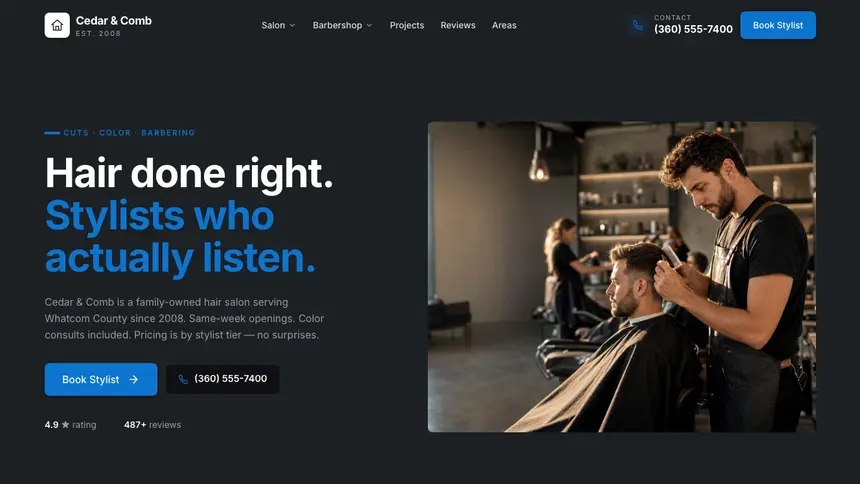 Hair & Barber Friendly App demo website thumbnail