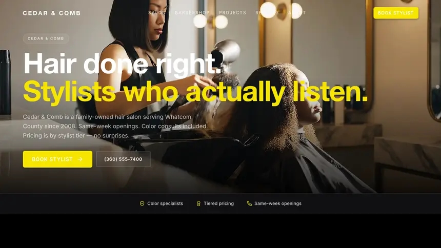 Hair & Barber Bold Performance demo website thumbnail