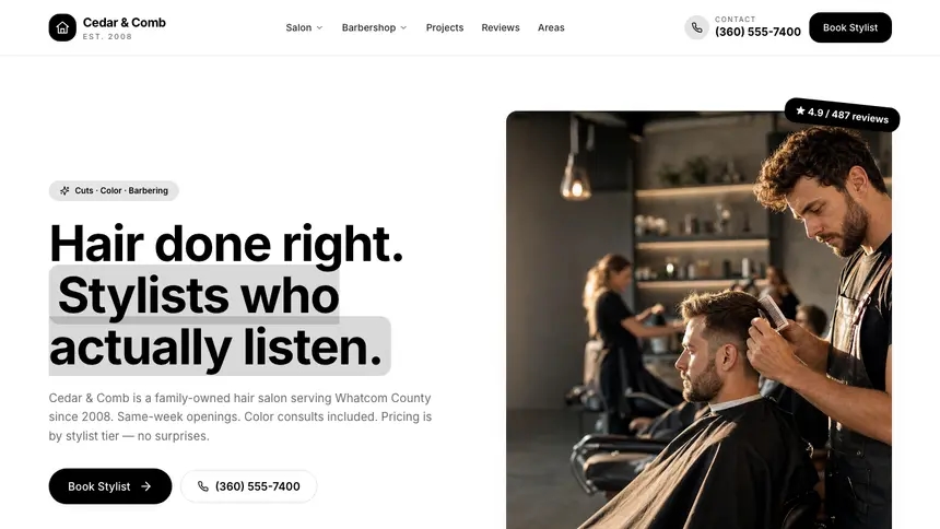 Hair & Barber Playful Creative demo website thumbnail