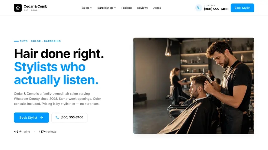 Hair & Barber Motion Forward demo website thumbnail