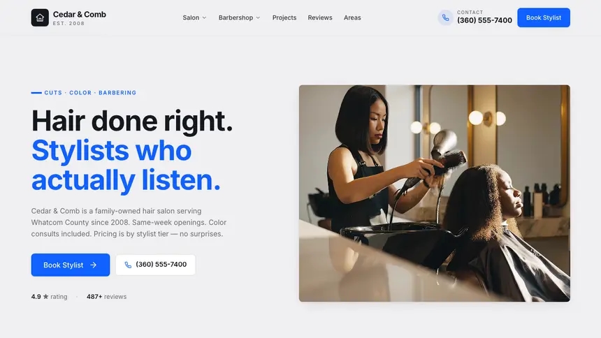 Hair & Barber Technical Trust demo website thumbnail
