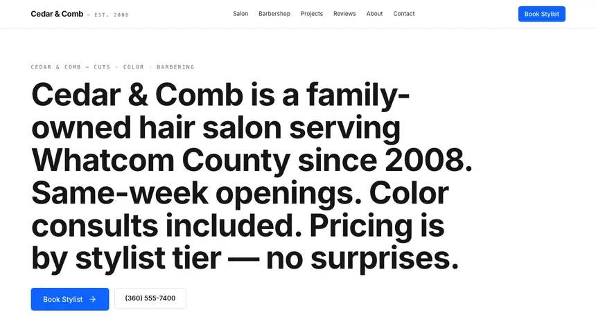 Hair & Barber Enterprise Classic demo website thumbnail