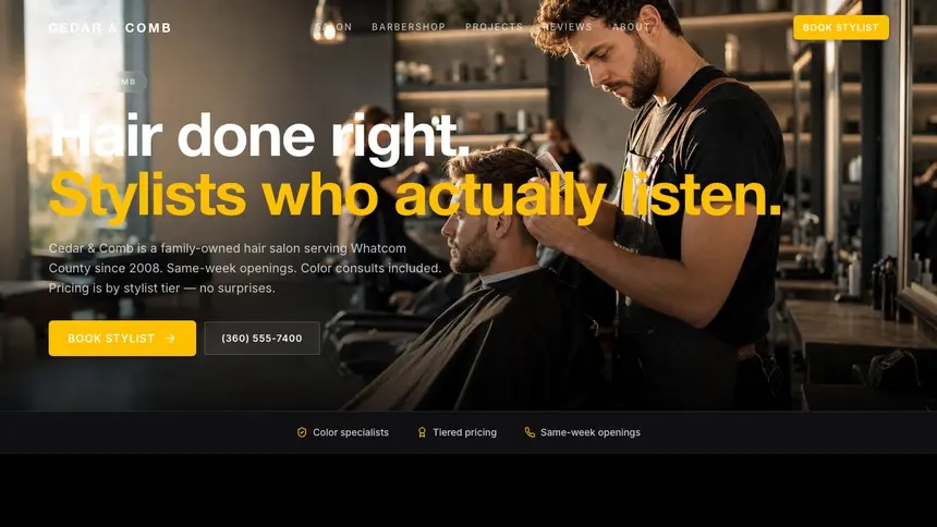 Hair & Barber High Impact demo website thumbnail
