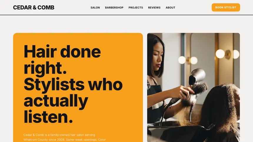 Hair & Barber Confident Brand demo website thumbnail