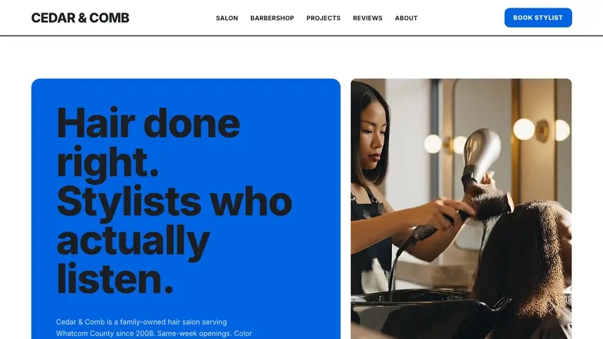 Hair & Barber Open Social demo website thumbnail