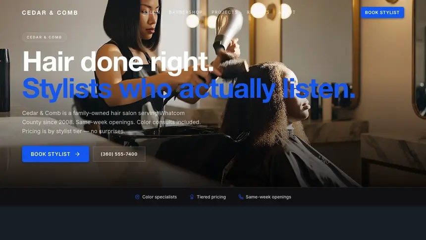 Hair & Barber Compact Modern demo website thumbnail