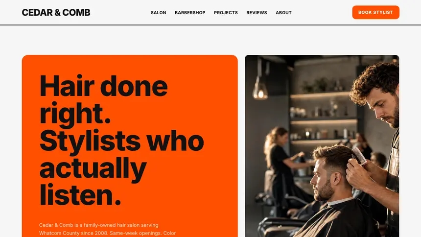 Hair & Barber Bold Motion demo website thumbnail