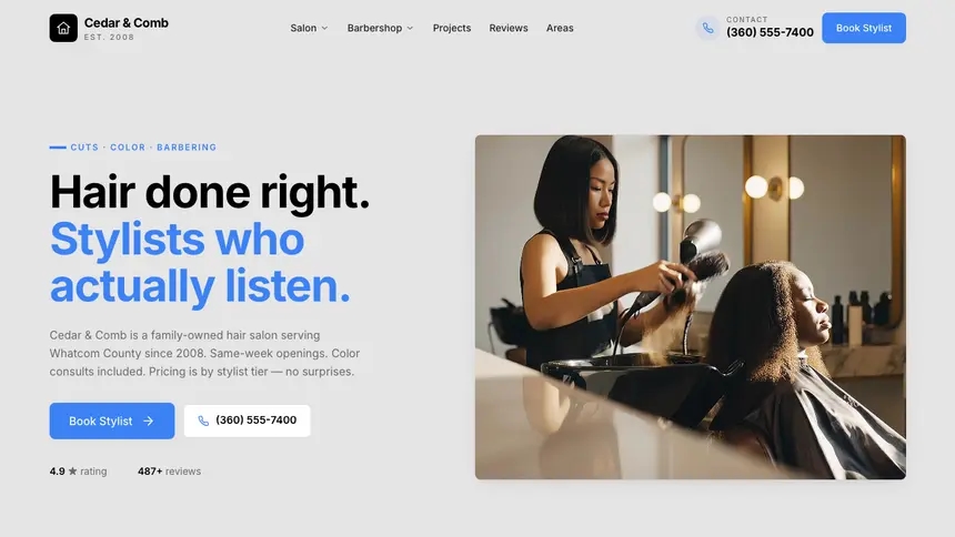 Hair & Barber Friendly Minimal demo website thumbnail