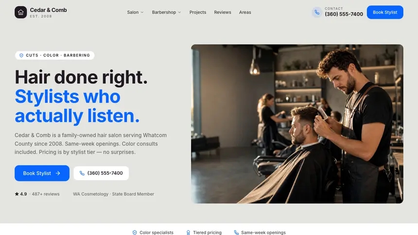 Hair & Barber Visual Discovery demo website thumbnail