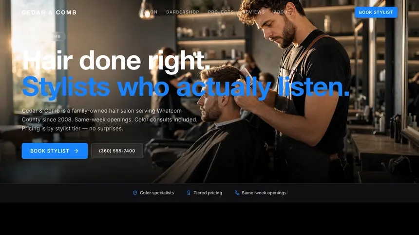 Hair & Barber Dynamic Bold demo website thumbnail