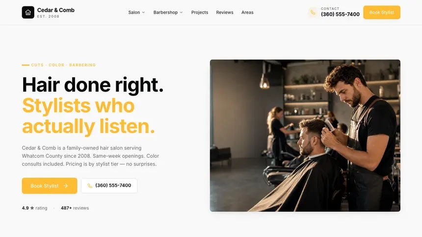 Hair & Barber Crisp Utility demo website thumbnail