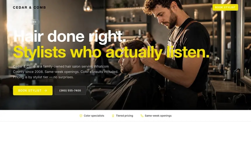 Hair & Barber Modern European demo website thumbnail