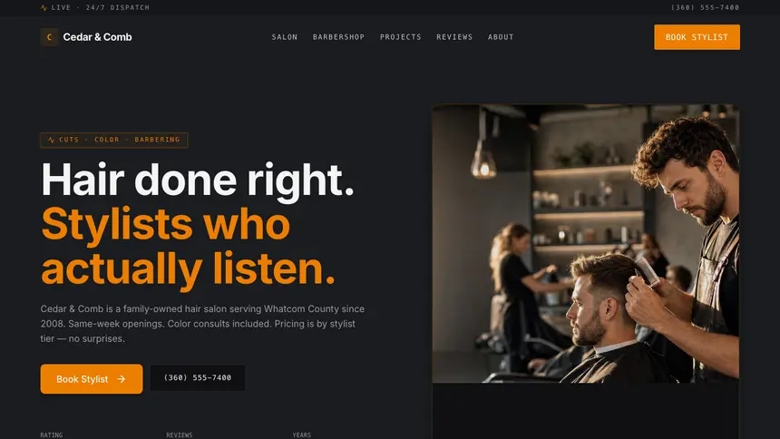 Hair & Barber Modern Finance demo website thumbnail