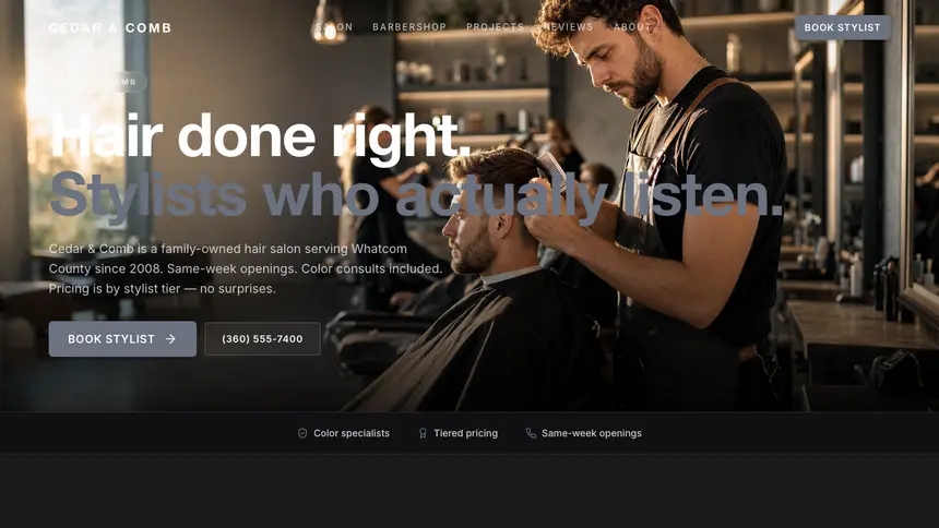 Hair & Barber Creative Studio demo website thumbnail