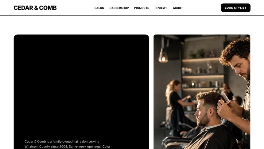Hair & Barber Bold Utility demo website thumbnail