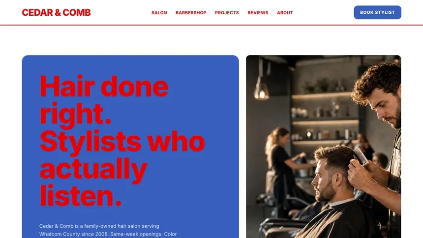 Hair & Barber Confident Telecom demo website thumbnail