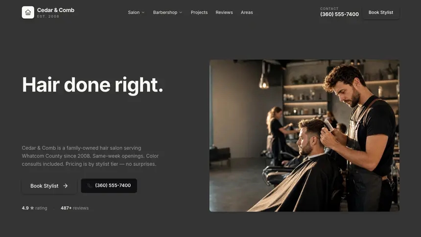 Hair & Barber Fast Utility demo website thumbnail
