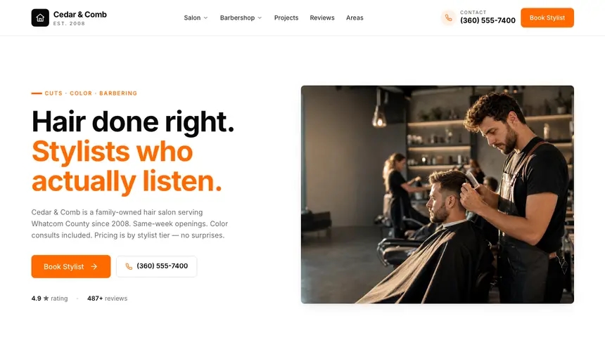 Hair & Barber Designer Flexible demo website thumbnail