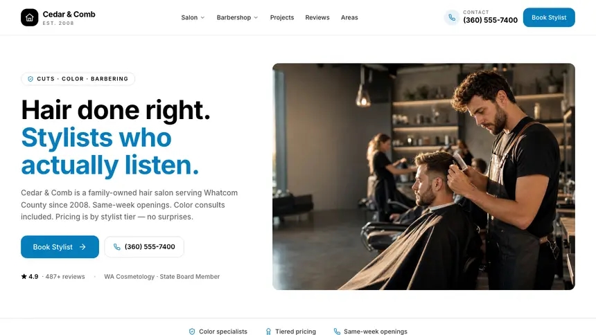 Hair & Barber Editorial Bold demo website thumbnail