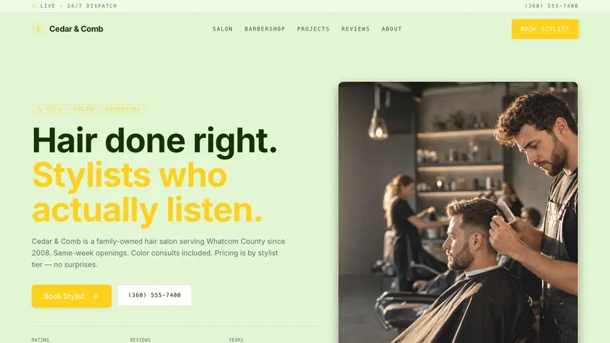 Hair & Barber Bright Finance demo website thumbnail