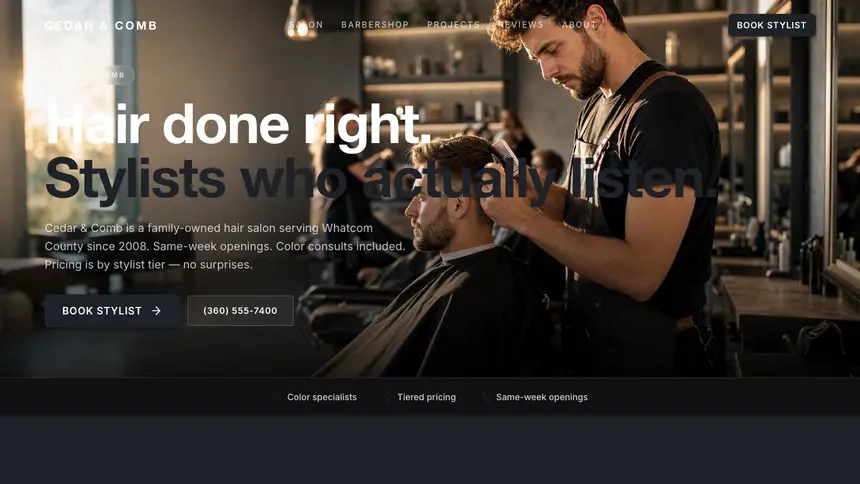 Hair & Barber Stark Minimal demo website thumbnail