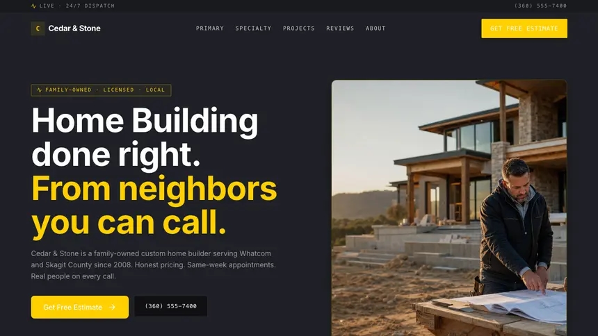Home Building Bold Contrast demo website thumbnail