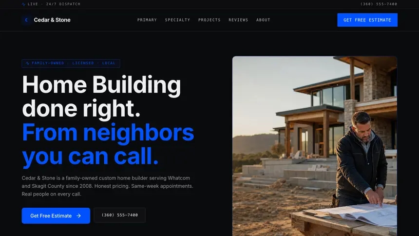 Home Building Trusted Finance demo website thumbnail
