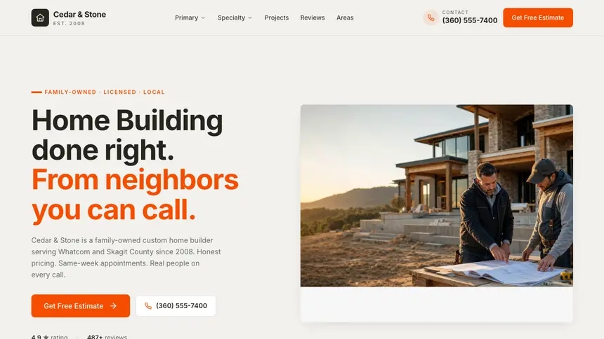 Home Building Focused Dark demo website thumbnail